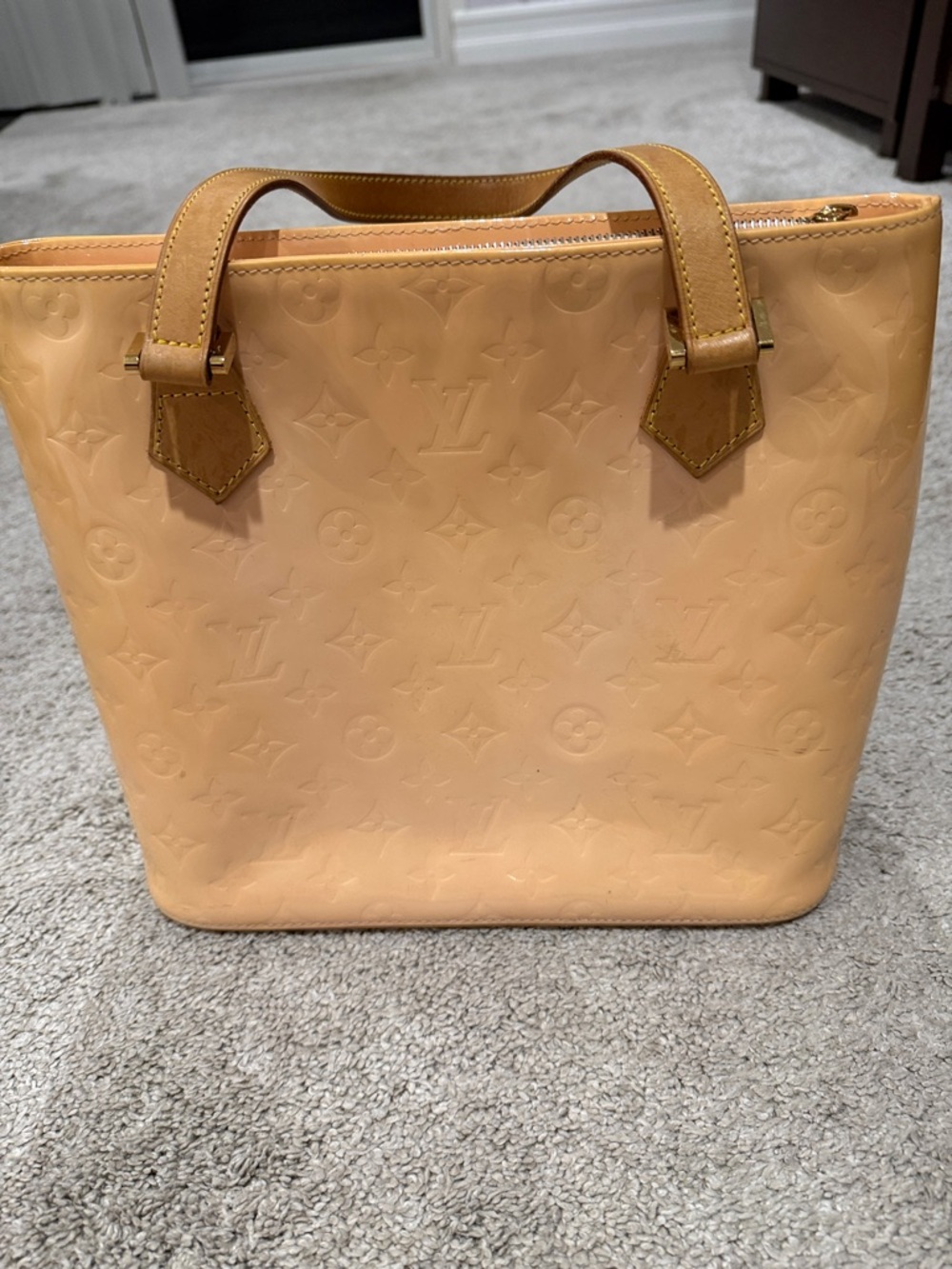Louis Vuitton Vernis Houston Tote with Tan Handles